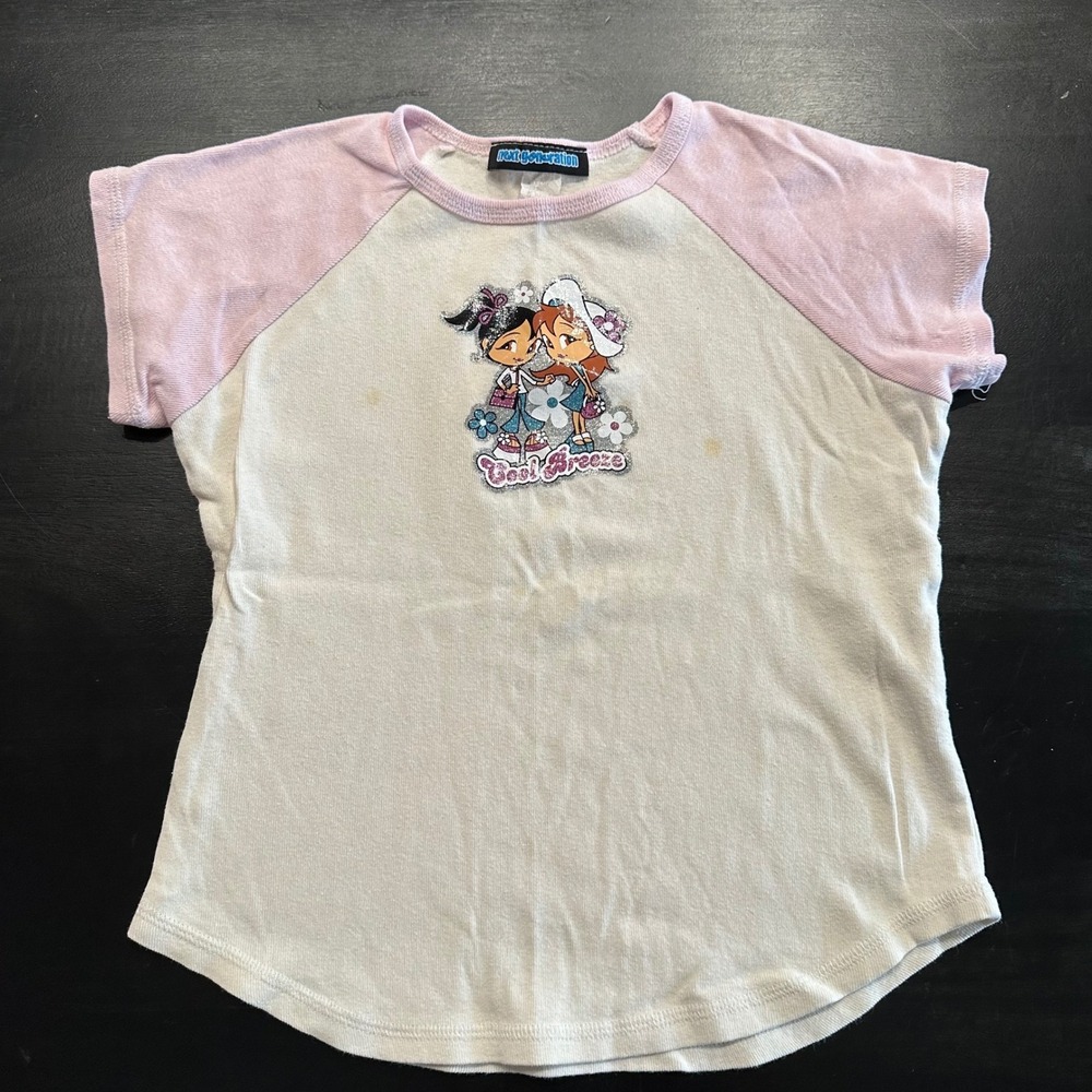 VTG Next Generation Sparkle Raglan Baby Tee Y2K Pink Large Juniors Grunge